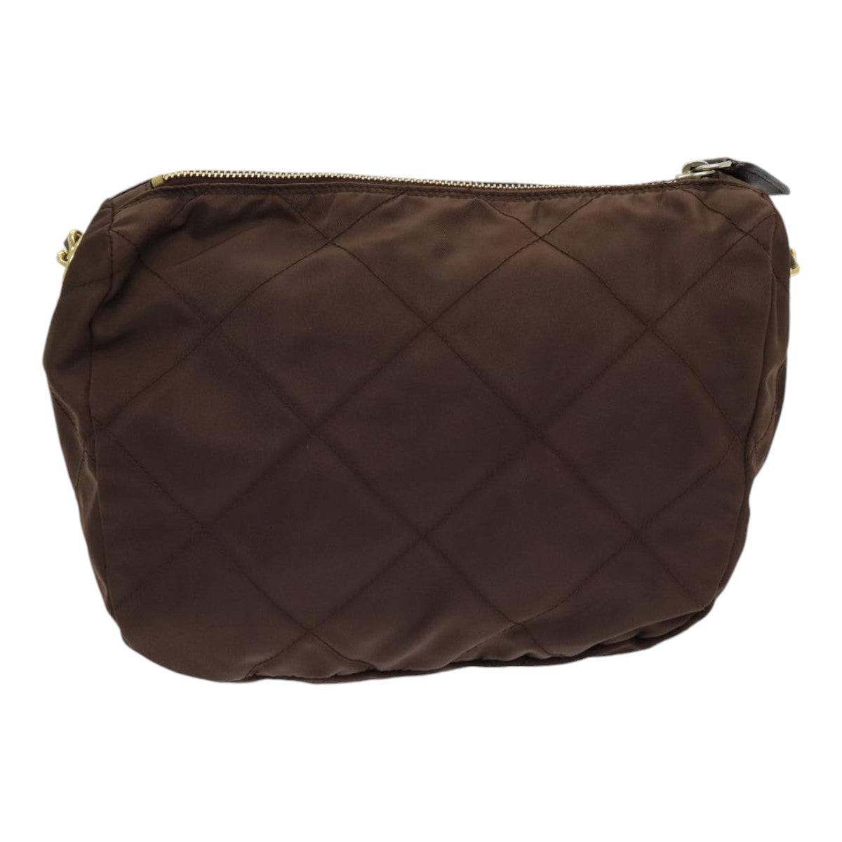 Luxury Prada Chain Shoulder Bag Nylon Brown Gold  bs16536
