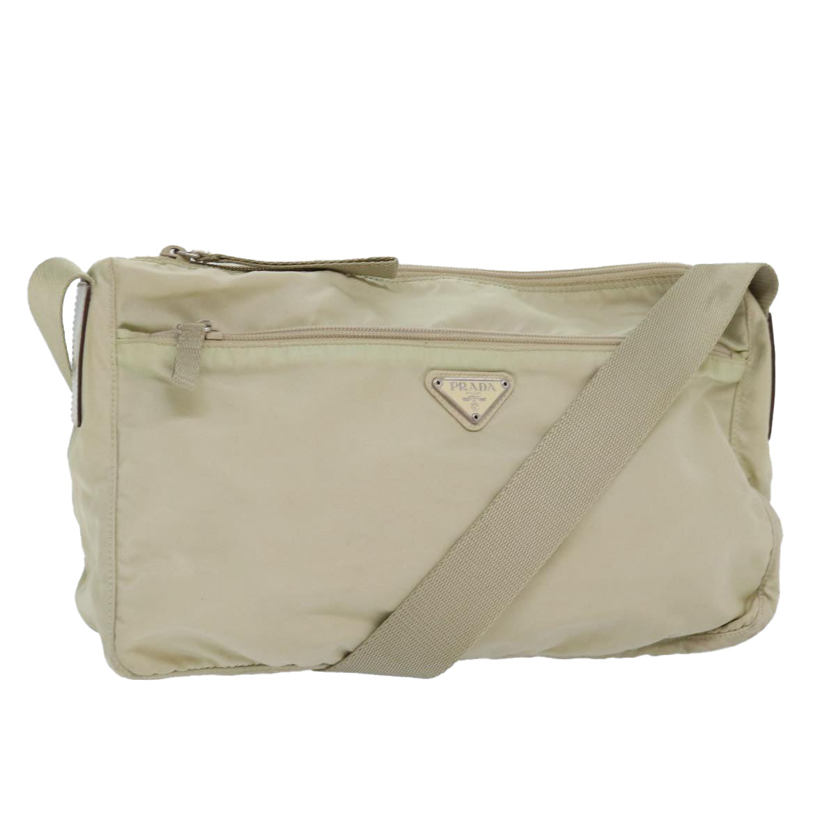 Luxury Prada Shoulder Bag Nylon Beige Silver  bs16609