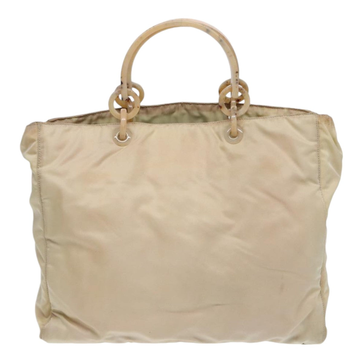 Luxury Prada Hand Bag Nylon Beige Silver  bs16635