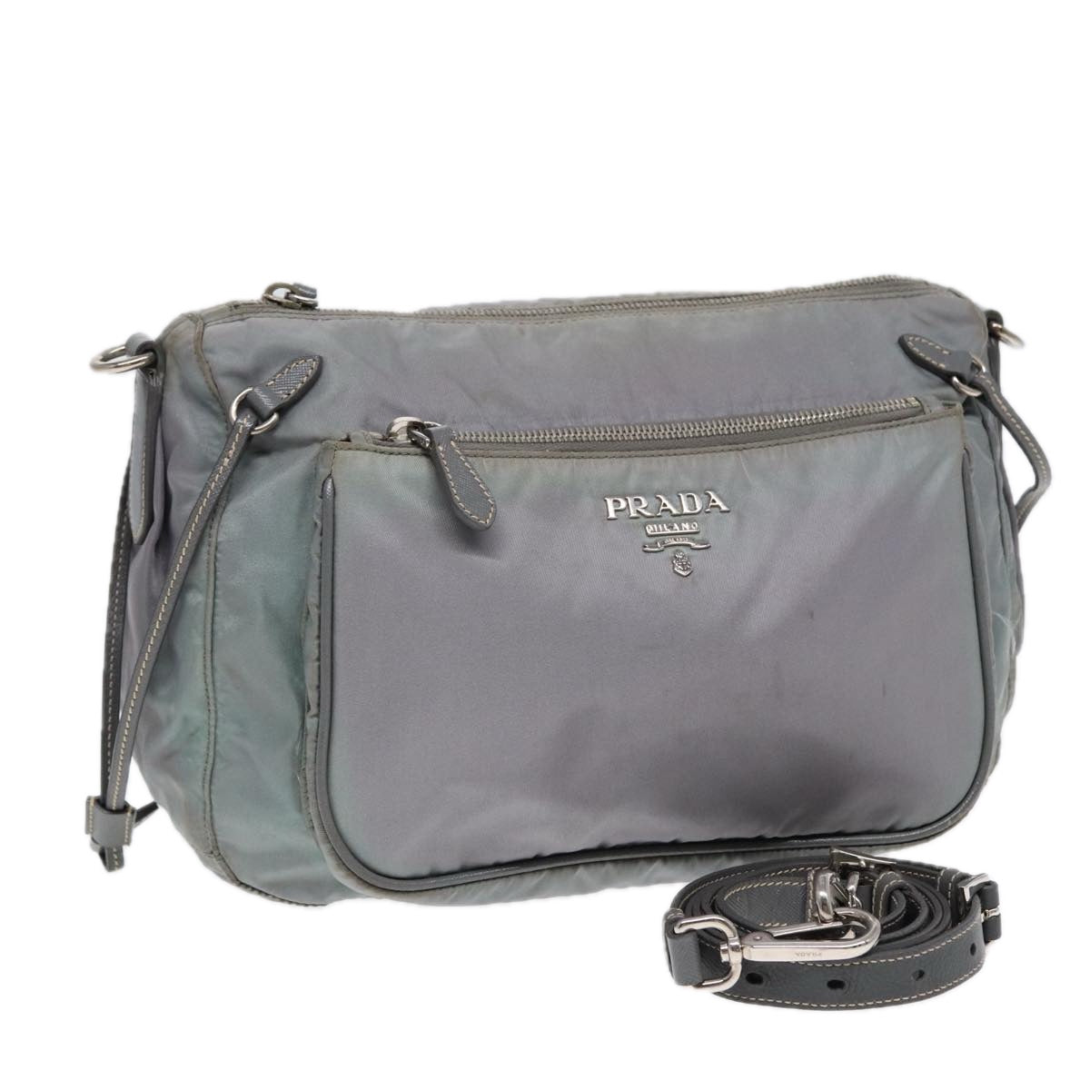 Luxury Prada Shoulder Bag Nylon Blue Silver  bs16712