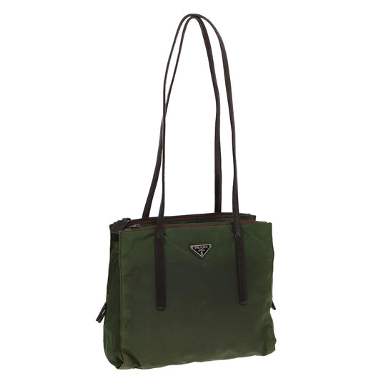 Luxury Prada Shoulder Bag Nylon Khaki Silver  bs16719