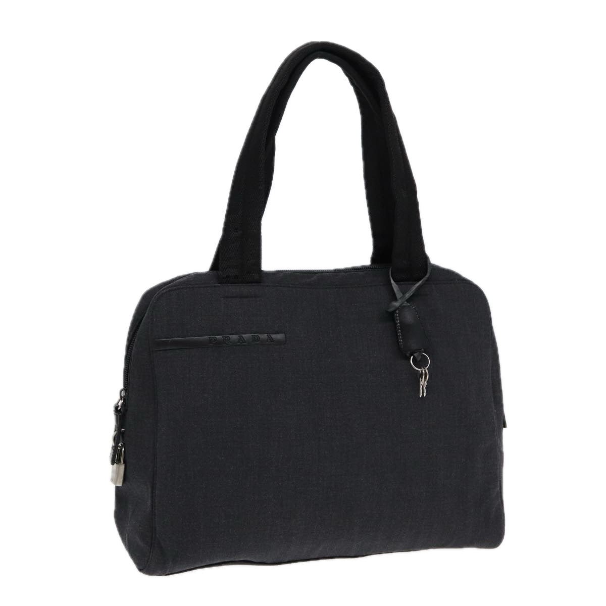 Luxury Prada Sports Hand Bag Canvas Gray Silver  bs16737