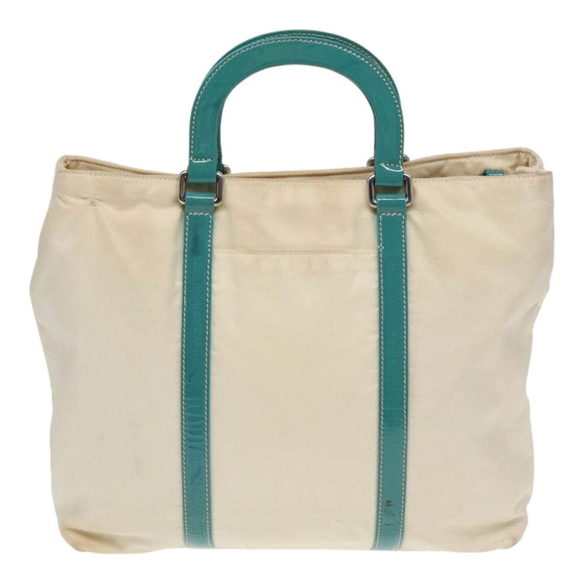Luxury Prada Hand Bag Nylon 2way White Turquoise Blue  bs16826