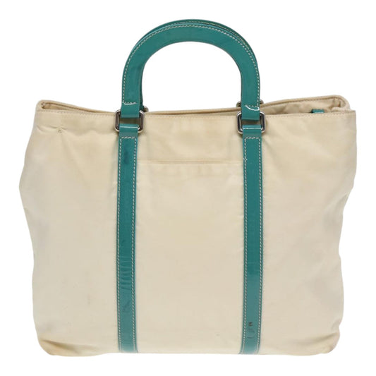 Luxury Prada Hand Bag Nylon 2way White Turquoise Blue  bs16826