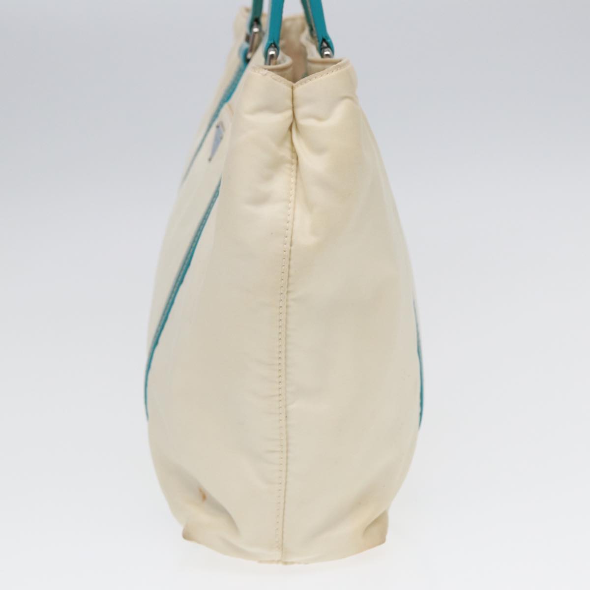 Luxury Prada Hand Bag Nylon 2way White Turquoise Blue  bs16826