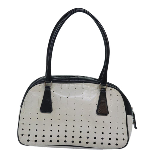Luxury Prada Hand Bag Leather White Black Silver  bs16847