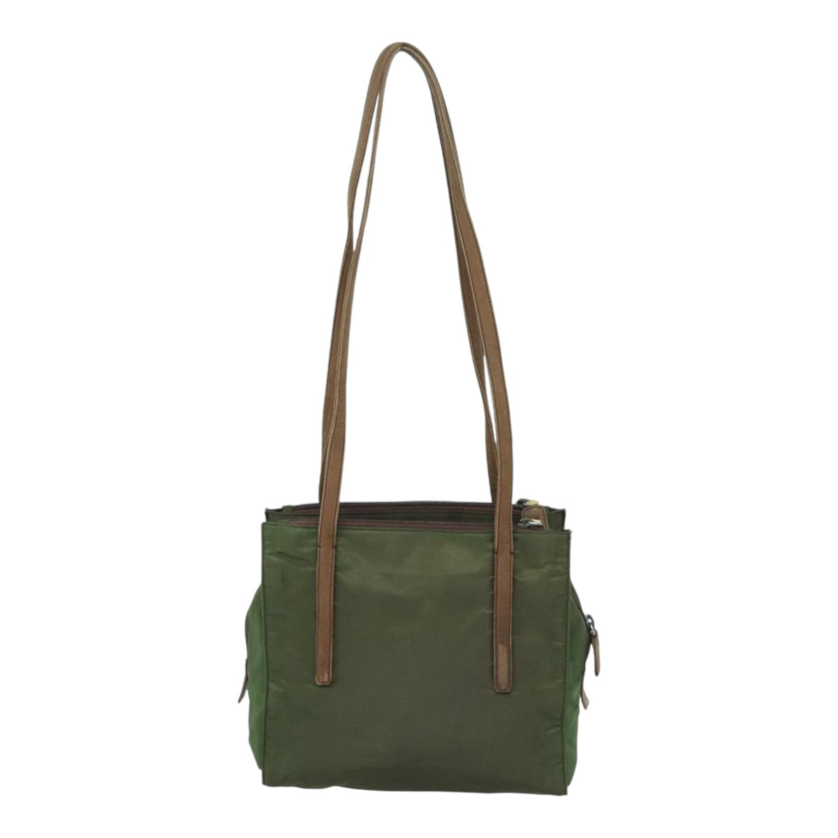 Luxury Prada Shoulder Bag Nylon Leather Khaki Brown Silver  bs16961