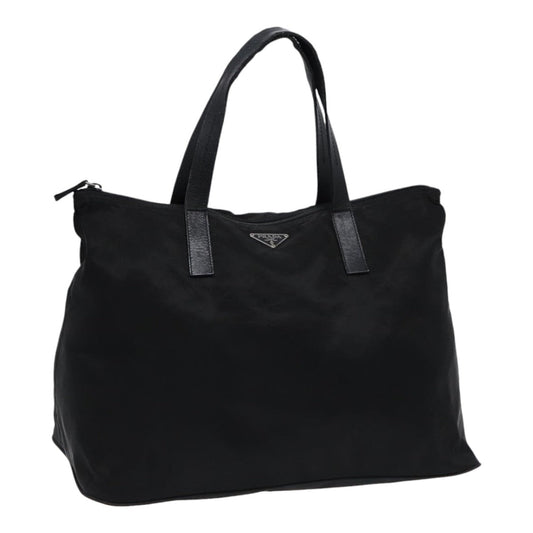 Luxury Prada Hand Bag Nylon Leather Black Silver  bs16988