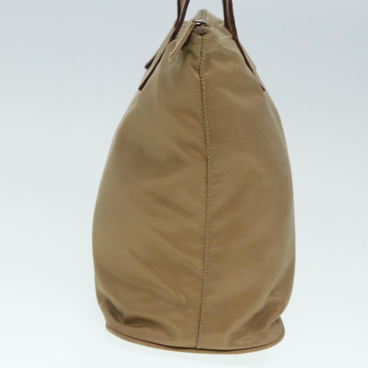 Luxury Prada Hand Bag Nylon Leather Beige Brown Silver  bs16989
