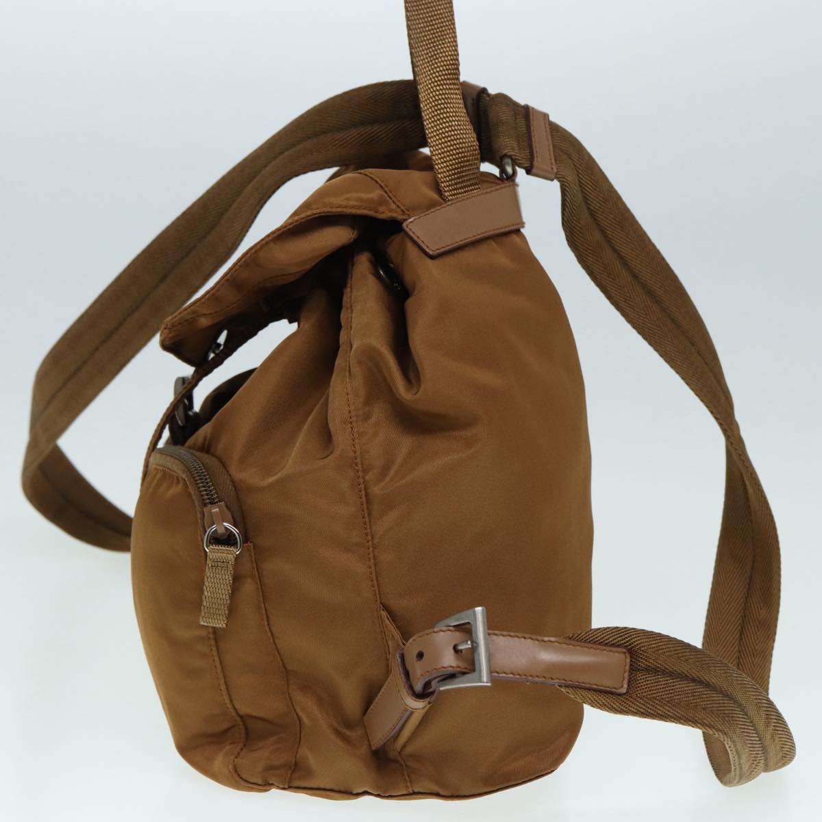 Luxury Prada Backpack Nylon Brown Silver  bs17051