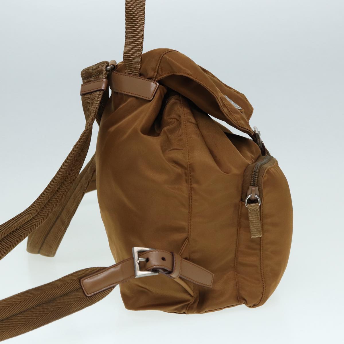 Luxury Prada Backpack Nylon Brown Silver  bs17051