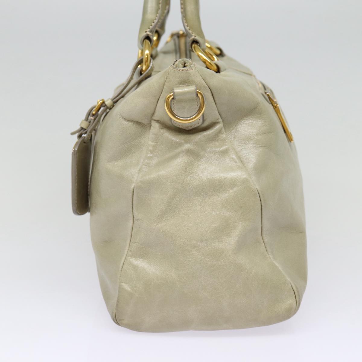 Luxury Prada Hand Bag Leather 2way Gray Gold  bs17213