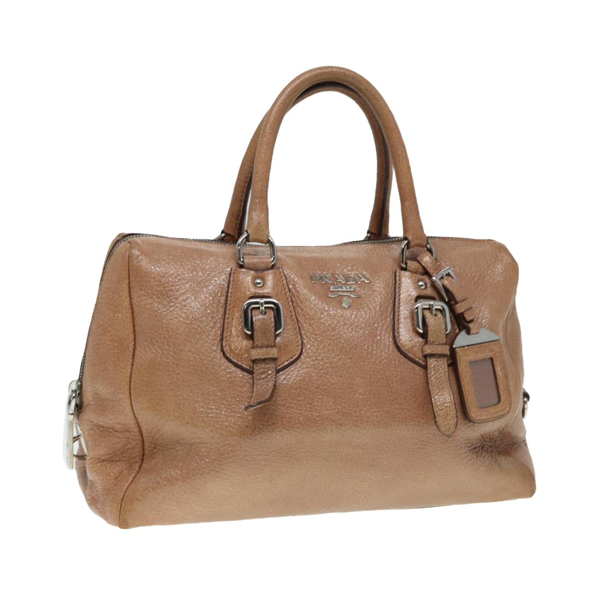 Luxury Prada Hand Bag Leather Beige Silver  bs17215