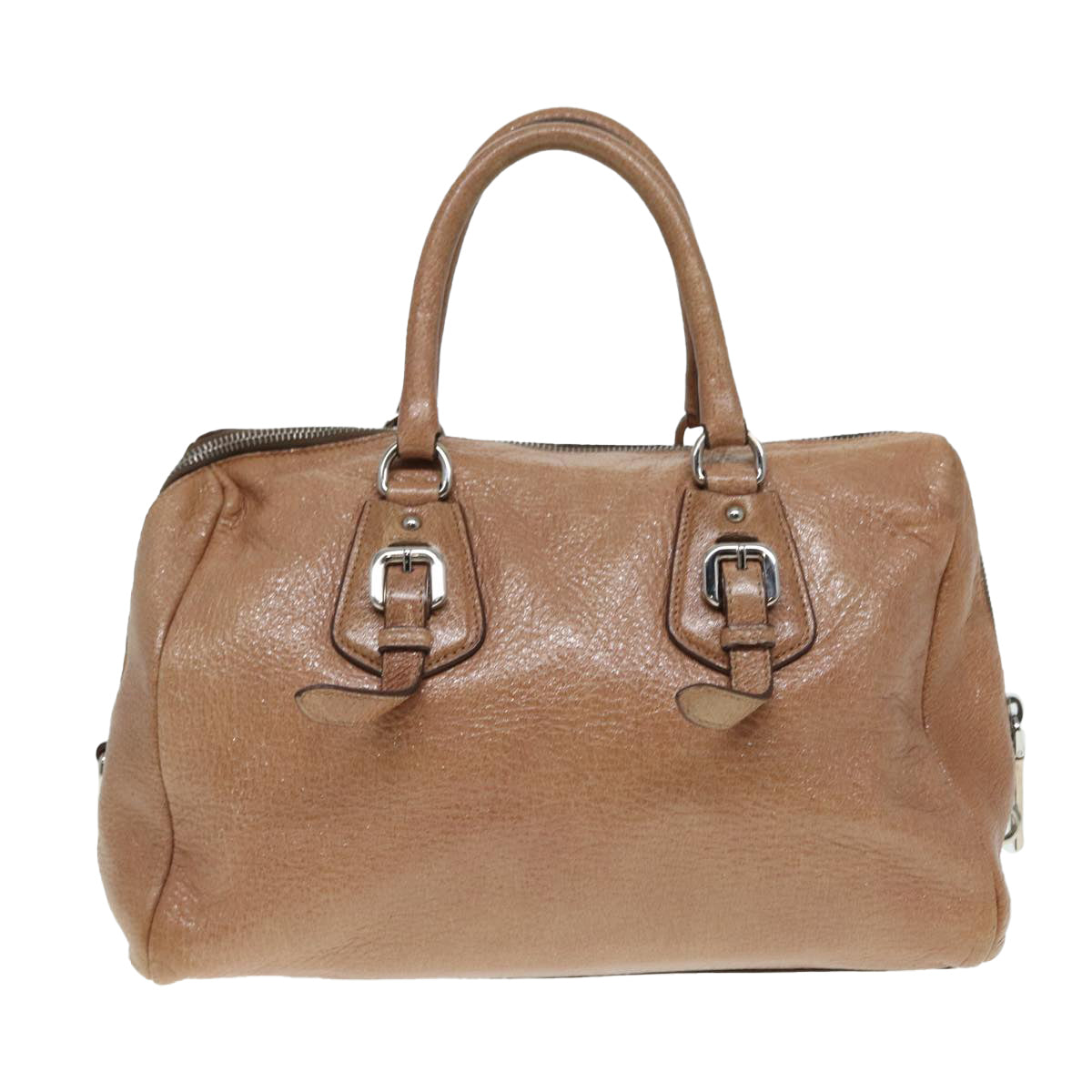 Luxury Prada Hand Bag Leather Beige Silver  bs17215