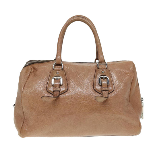 Luxury Prada Hand Bag Leather Beige Silver  bs17215