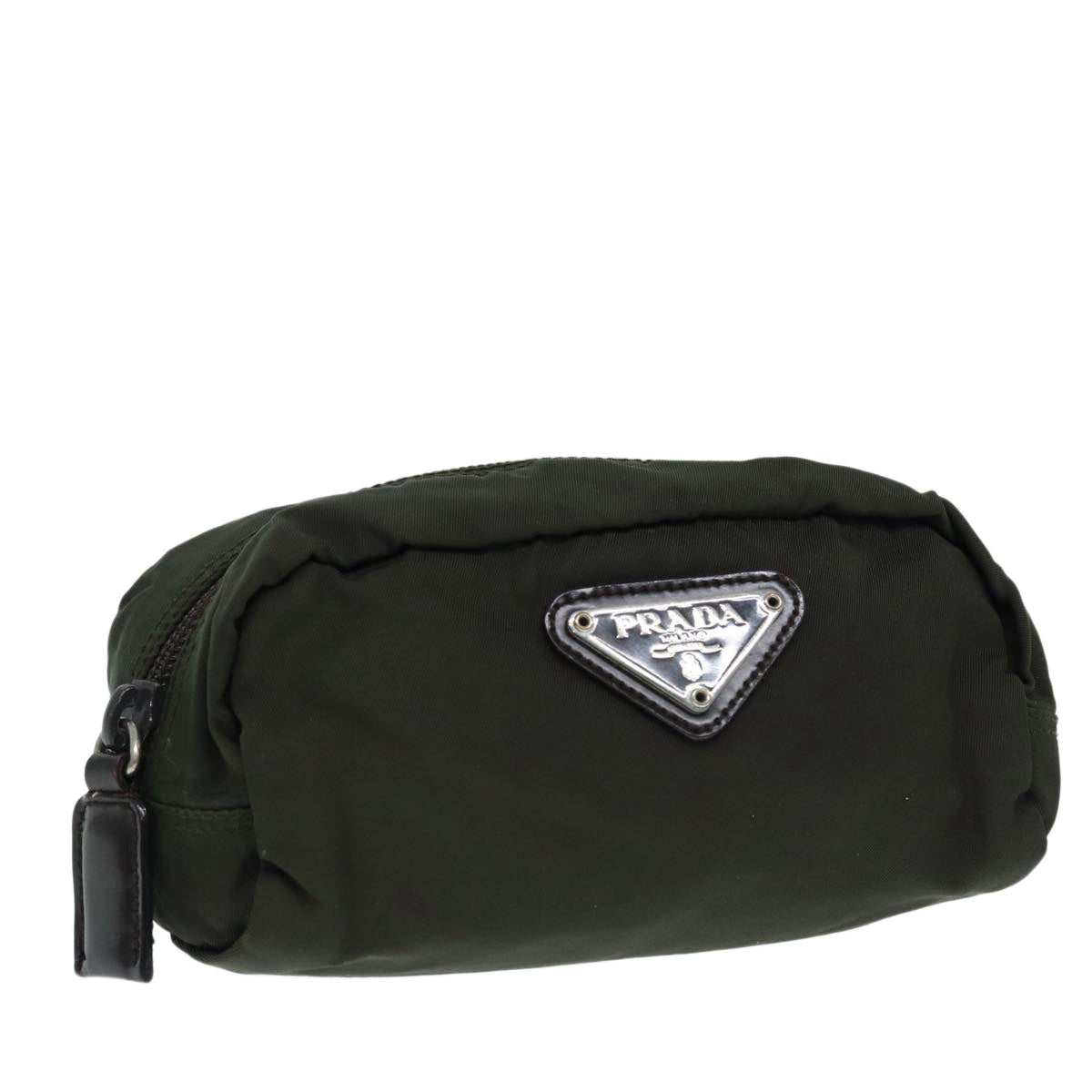 Luxury Prada Pouch Nylon Khaki Silver  bs17232