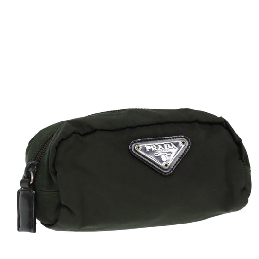 Luxury Prada Pouch Nylon Khaki Silver  bs17232