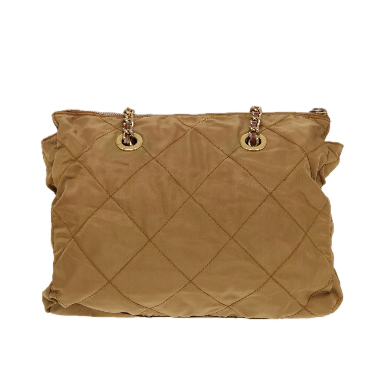 Luxury Prada Chain Shoulder Bag Nylon Brown Gold  bs17234