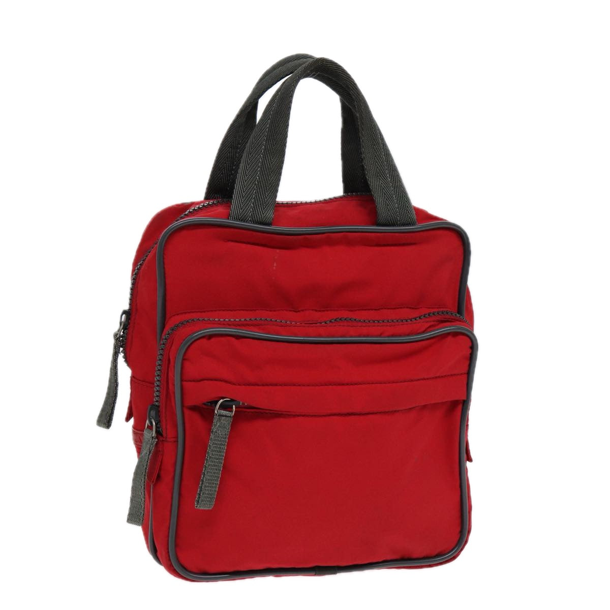 Luxury Prada Sports Hand Bag Nylon Red Silver  bs17237