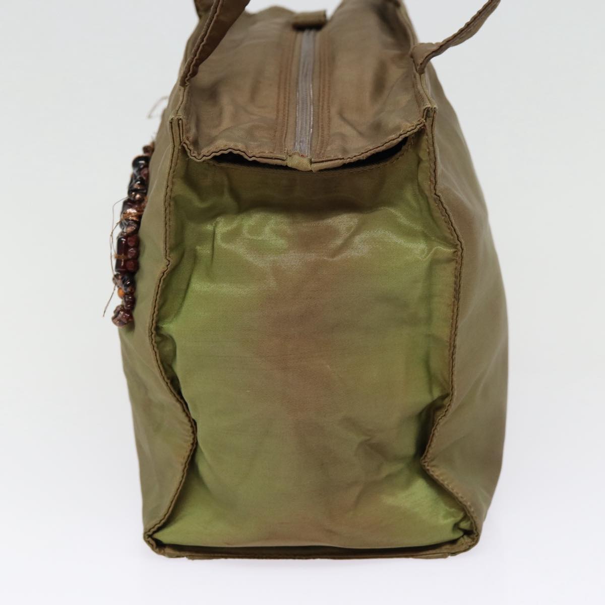 Luxury Prada Shoulder Bag Nylon Khaki Silver  bs17238