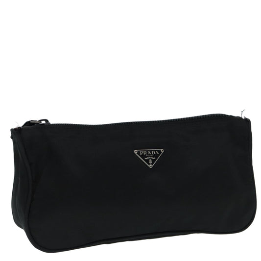 Luxury Prada Accessory Pouch Nylon Black Silver  bs17261