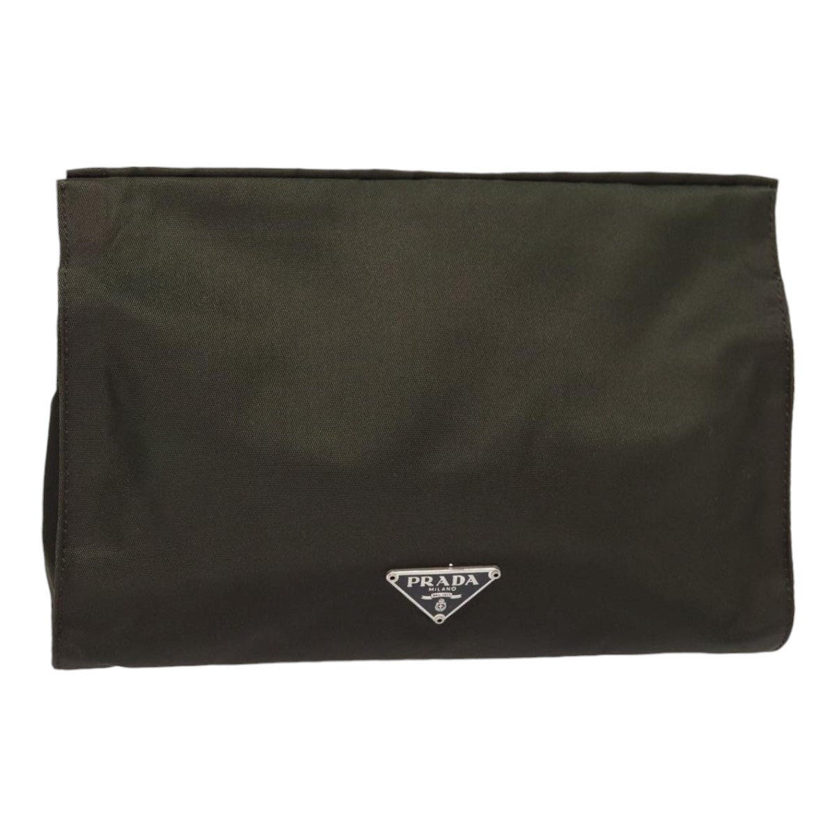 Luxury Prada Pouch Nylon Khaki Silver  bs17339