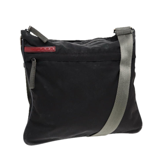 Luxury Prada Sports Shoulder Bag Nylon Black Silver  bs17344