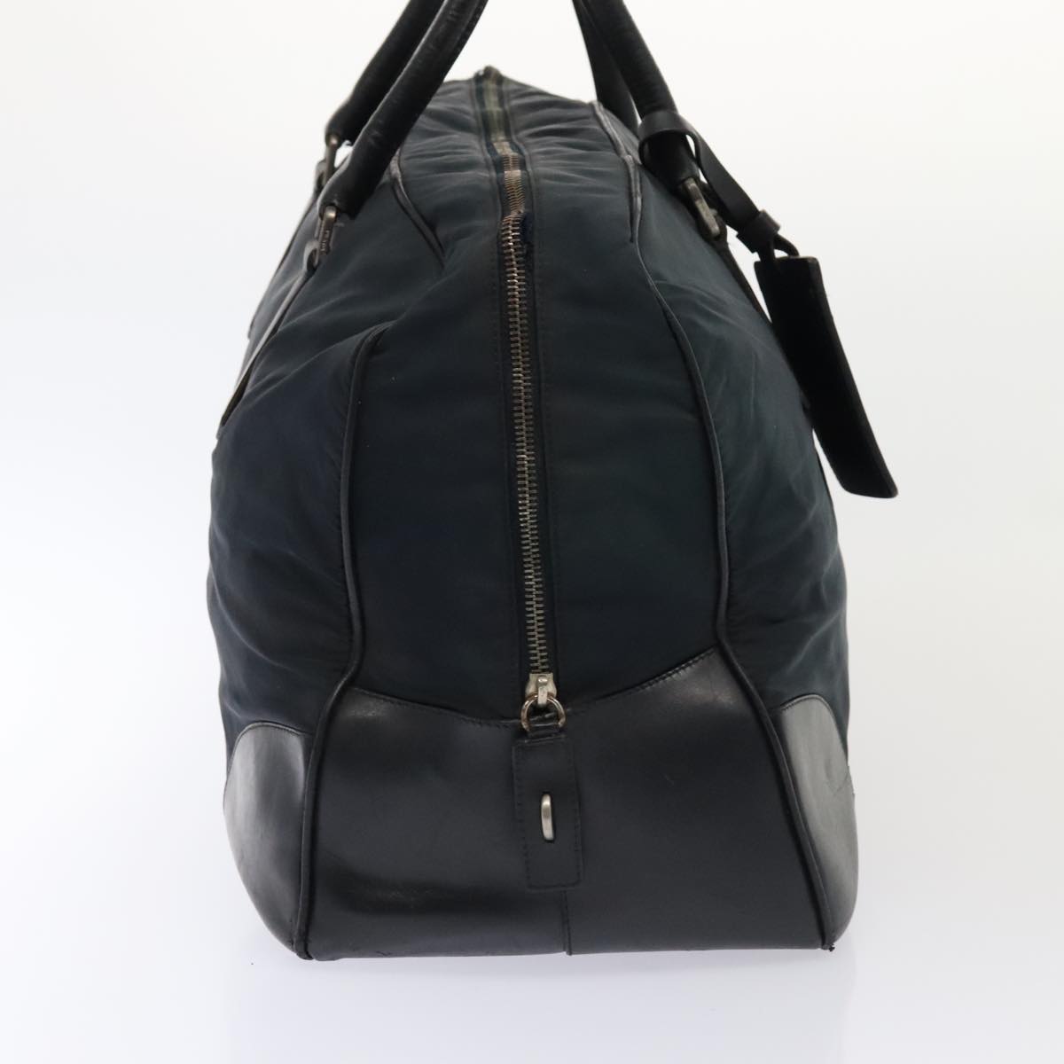 Luxury Prada Boston Bag Nylon Leather Navy Silver  bs17423