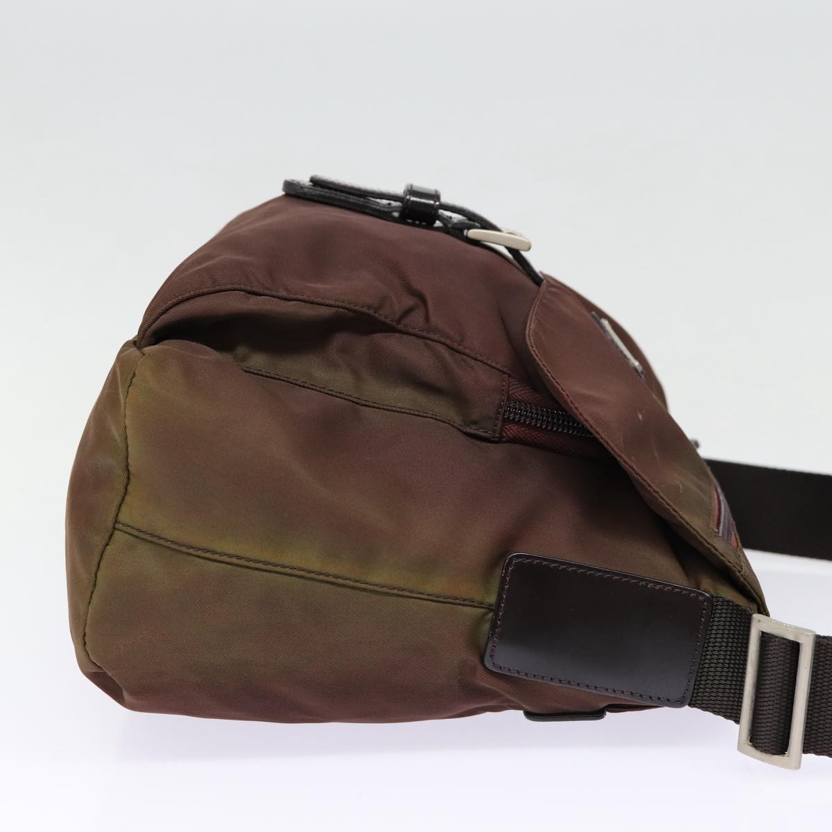 Luxury Prada Shoulder Bag Nylon Brown Silver  bs17504