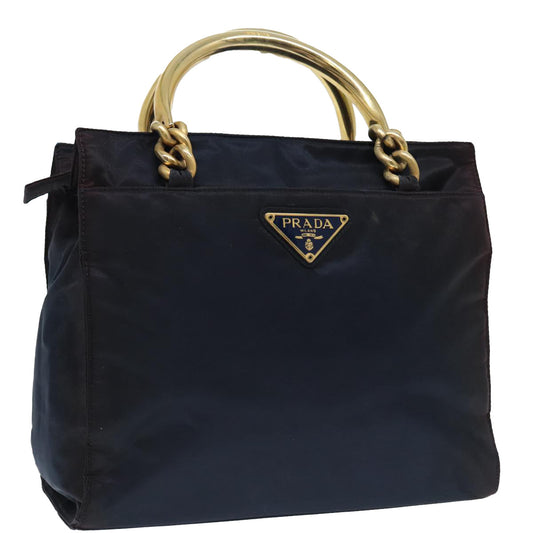 Luxury Prada Hand Bag Nylon Navy Gold  bs17517