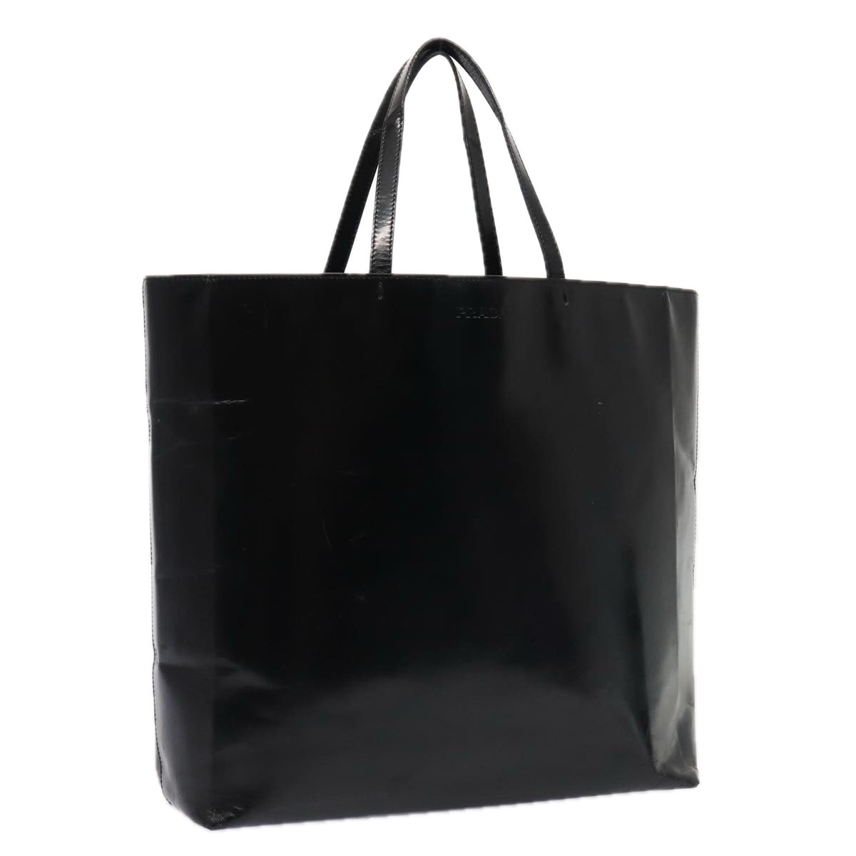 Luxury Prada Hand Bag Patent leather Black Silver  bs17646