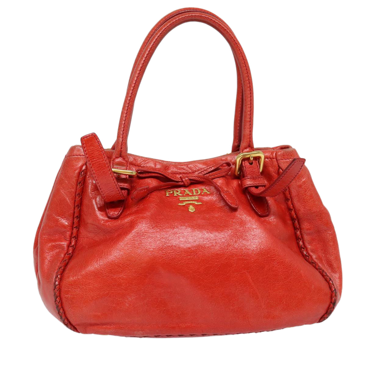 Luxury Prada Hand Bag Leather Red Gold  bs17684