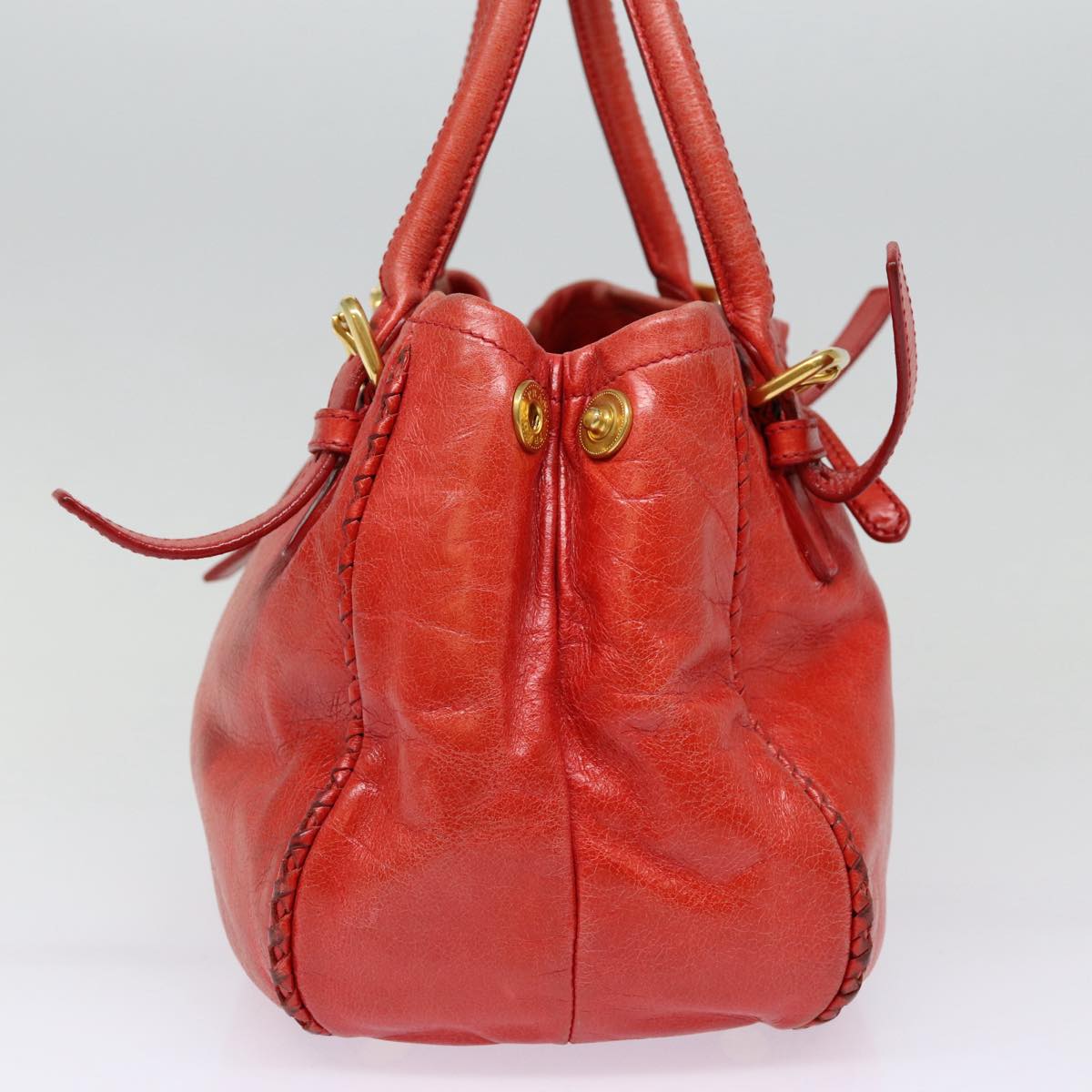 Luxury Prada Hand Bag Leather Red Gold  bs17684