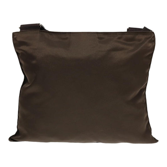 Luxury Prada Shoulder Bag Nylon Brown Silver  bs17747