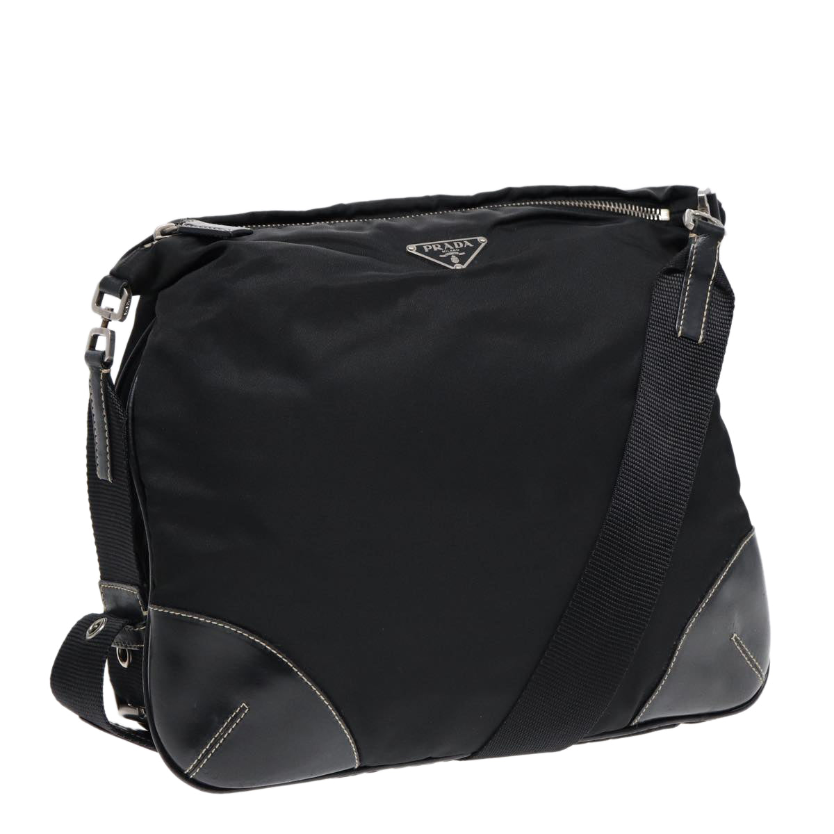 Luxury Prada Shoulder Bag Nylon Black Silver  bs17774