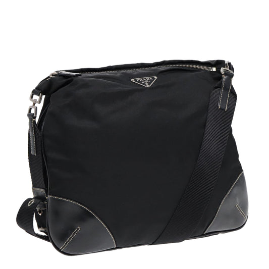 Luxury Prada Shoulder Bag Nylon Black Silver  bs17774