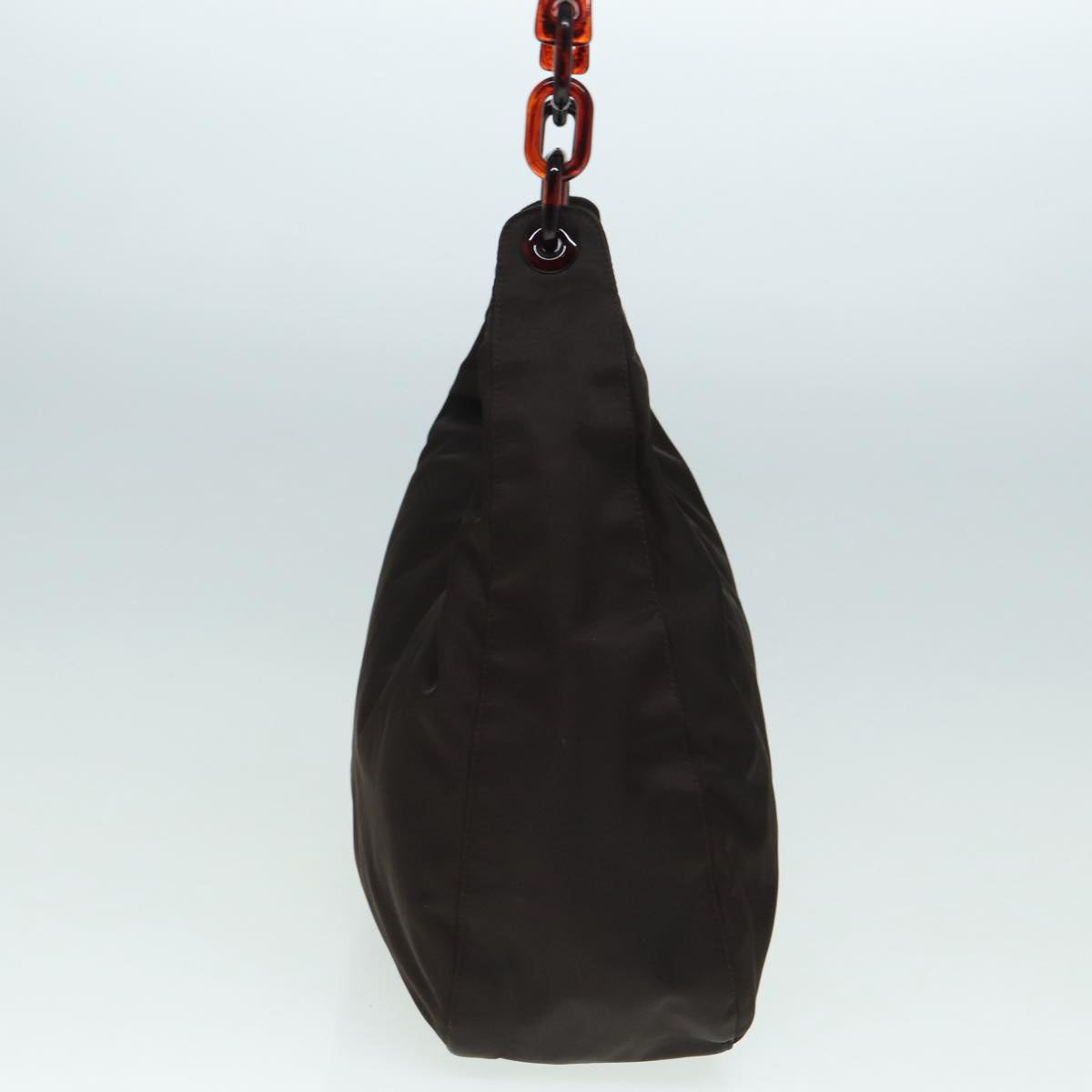 Luxury Prada Shoulder Bag Nylon Brown Silver  bs17776