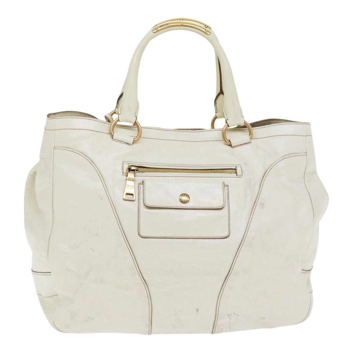 Luxury Prada Hand Bag Leather White Gold  bs17857