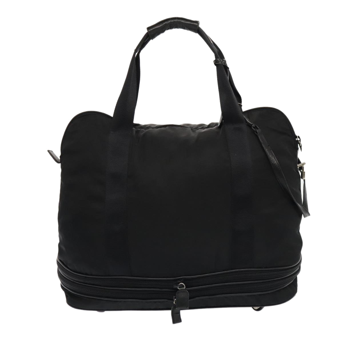 Luxury Prada Boston Bag Nylon Black Silver  bs18026
