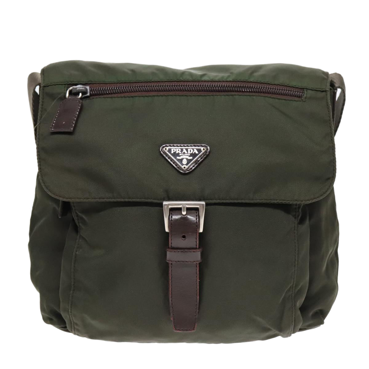 Luxury Prada Shoulder Bag Nylon Green Brown Silver  bs18027