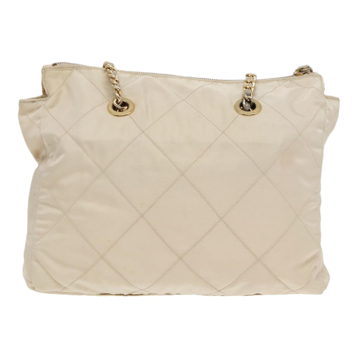 Luxury Prada Chain Shoulder Bag Nylon White Gold  bs18038
