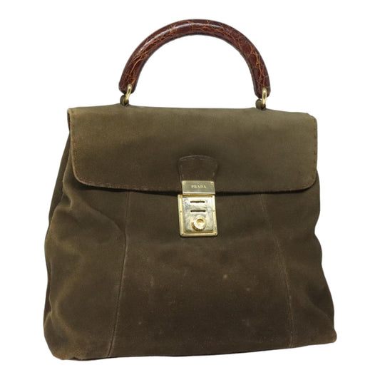 Luxury Prada Hand Bag Suede Khaki  bs18211