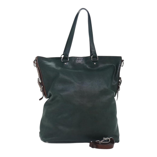 Luxury Prada Tote Bag Leather 2way Green  bs18411