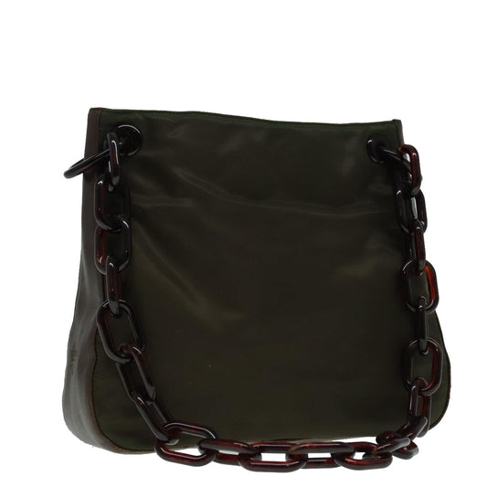 Luxury Prada Shoulder Bag Nylon Plastic Khaki  bs18500