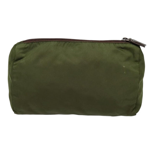 Luxury Prada Pouch Nylon Khaki Silver  bs18501