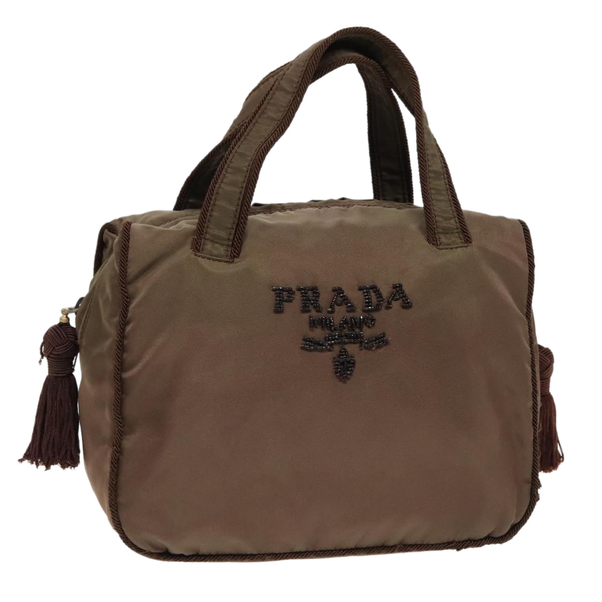 Luxury Prada Hand Bag Nylon Silver Brown  bs18506