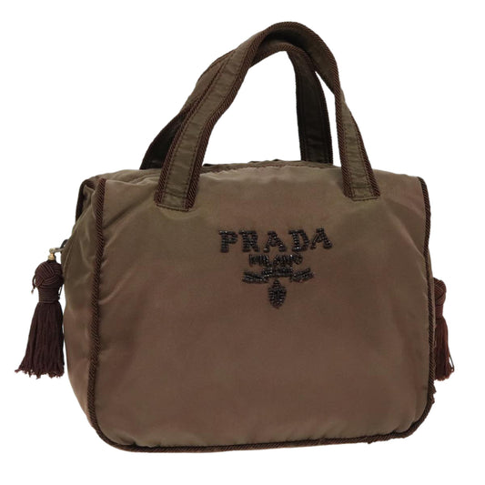 Luxury Prada Hand Bag Nylon Silver Brown  bs18506