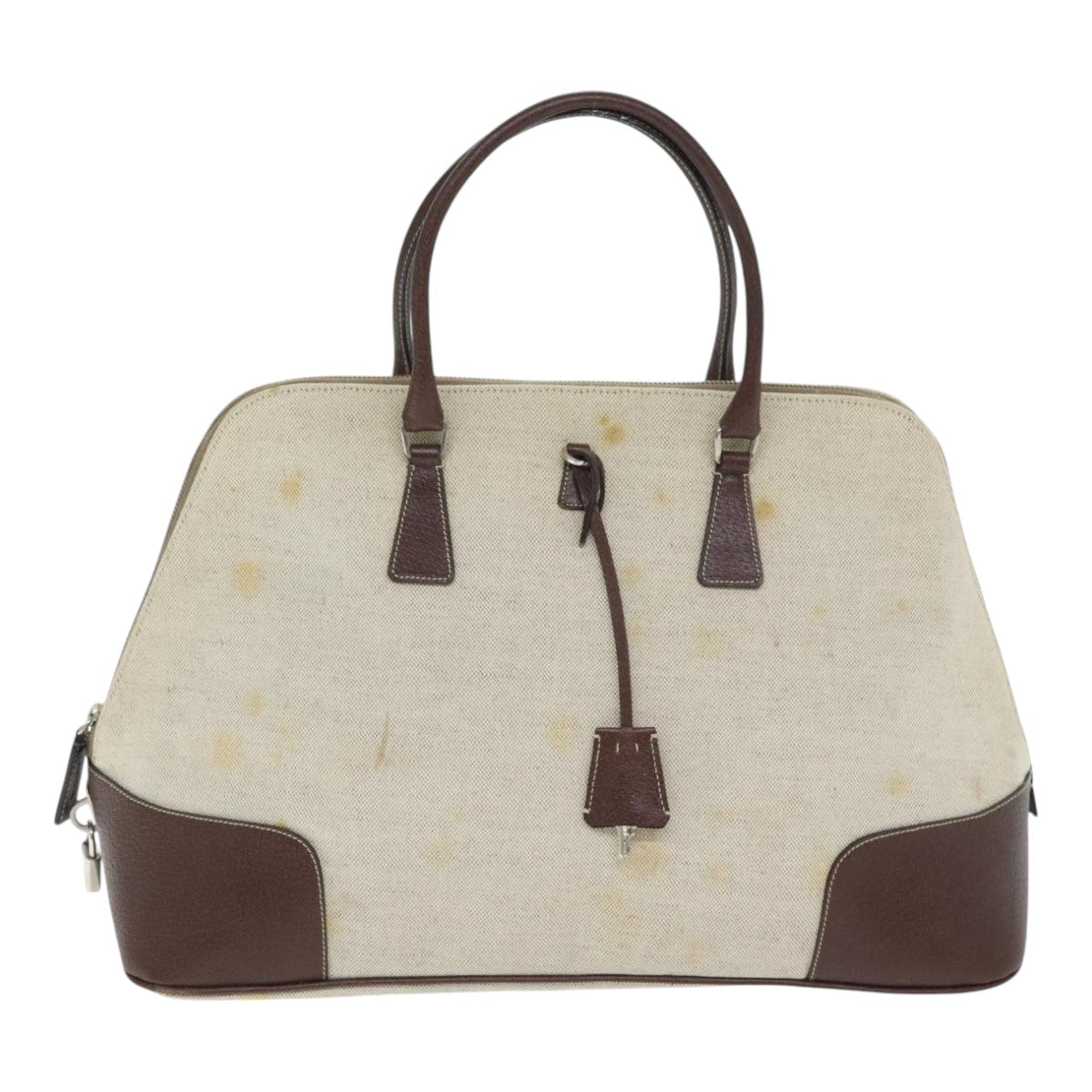 Luxury Prada Hand Bag Canvas Beige Silver  bs18509
