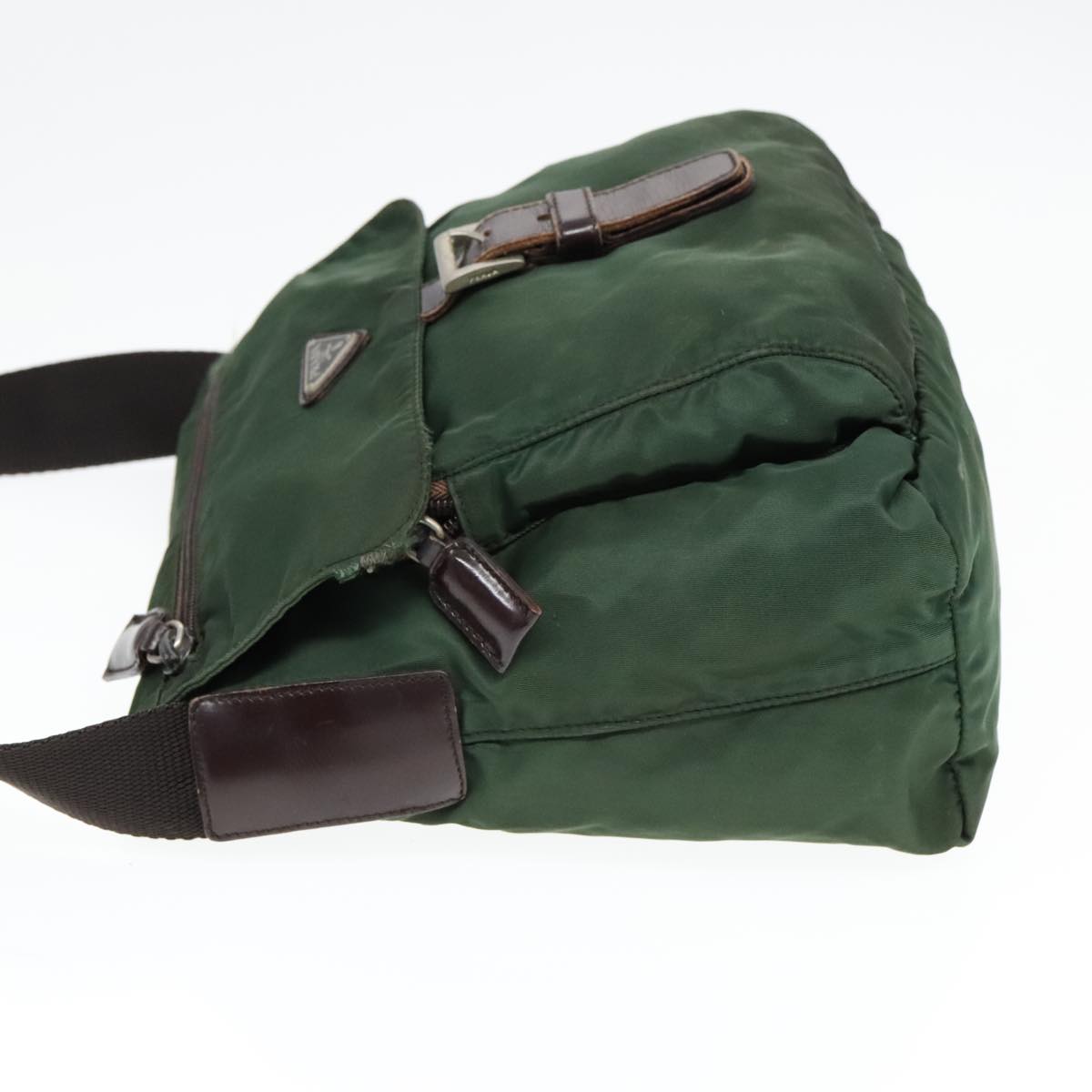 Luxury Prada Shoulder Bag Nylon Green Brown Silver  bs18578