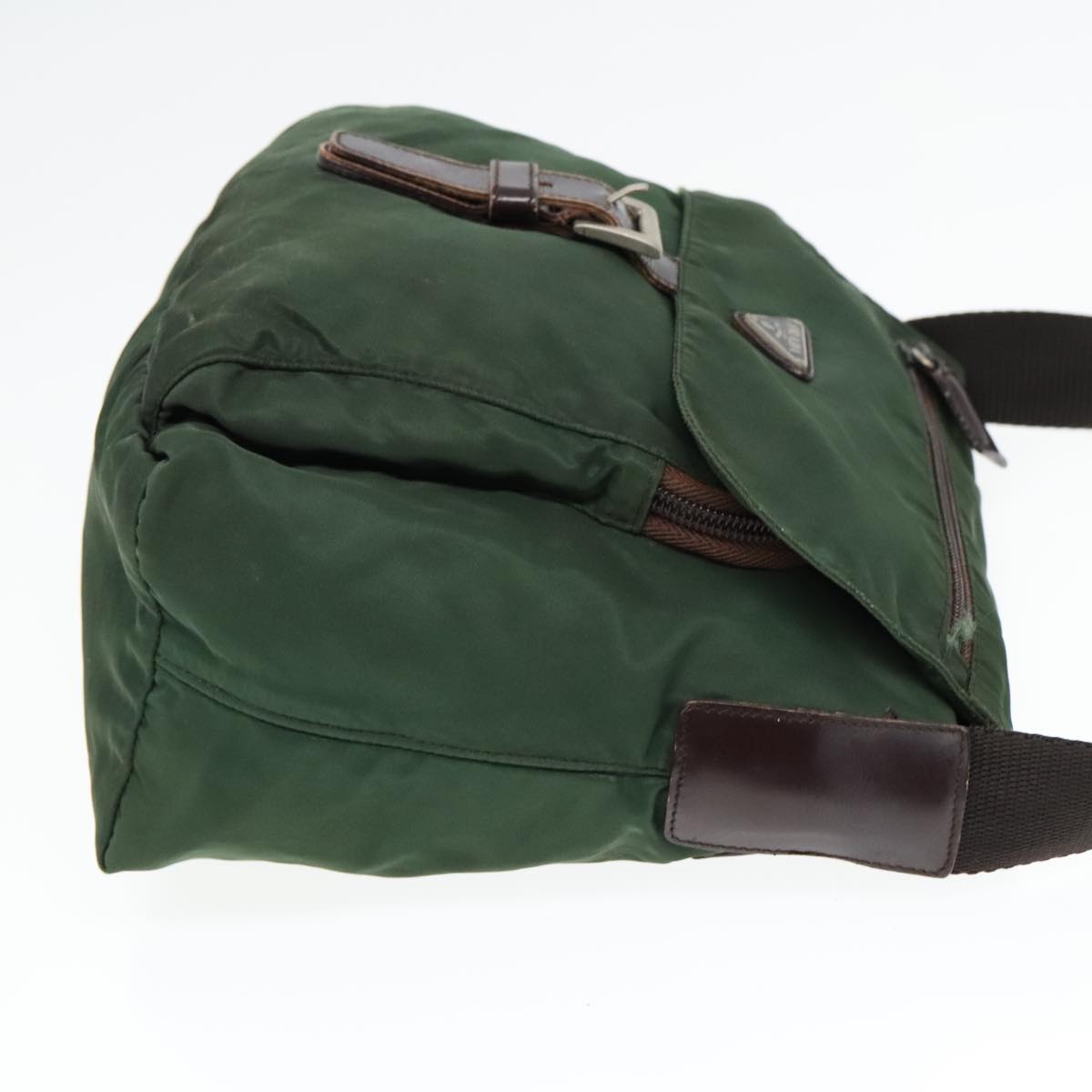 Luxury Prada Shoulder Bag Nylon Green Brown Silver  bs18578